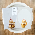 メモ用紙 | A7サイズ カップケーキと猫 茶トラ猫