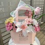 モールフラワー　【arrangement pink box🌷】　韓国花束　枯れないお花
