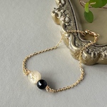 アンクレット天然石　パワーストーンブレスレット　ルチルクォーツ　金運　魔除け　厄除け　 つけっぱなしOK モリオン　ルチル　あんくれっと　天然石 お守りバングル　財運　金運　お守りブレス　アンクレット