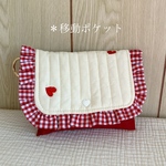 移動ポケット ヌビ レッド ハート フラップポーチ イブル チェック 入園入学 パスポート ショルダー