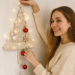 クリスマスツリー 毎年飾れる オーナメント 冬 ツリー リース イルミネーション ホワイト マクラメ 北欧インテリア