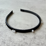 細ベルベットパール カチューシャ