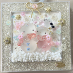 ♡大きな雪だるまうさぎさんとうさぎさんの冬♡ガラス シーグラスアート 