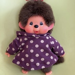 ぬいぐるみフードワンピース　ワインカラードット　&ぱんつ　モンチッチMに似合います
