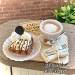 ミニチュアスイーツ　小さなカフェのチョコバナナフレンチトーストとラテの時間