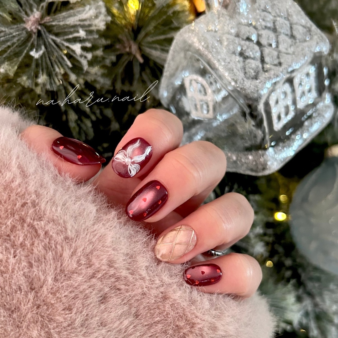 韓国風ブルーツイードネイル／ネイルチップ - na.haru.nail | minne