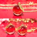 【セット販売】透き通る赤紅の林檎ネックレス&イヤリング(ピアス)