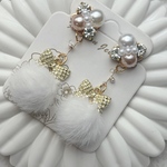 ファーボール♡ビジューピアス♡イヤリング