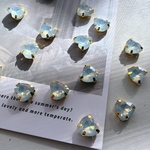 ★　10pcs ＊10mm 台座付きハート型 ラインルトーン（ホワイト）（0968）