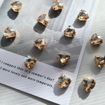 ★　10pcs ＊10mm 台座付きハート型 ラインストーン （シャンパン）（0966）