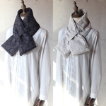 h・・・さま専用ご注文ページ・ネックウォーマー２点（symphony・ライトグレーとタンバリン・ウールリネンのネイビー）全面刺繍生地・ハンドメイド・ミナペルホネンの生地使用