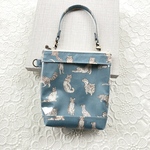 片面クリア マチ付きポーチ/ミャオウ/リバティ生地使用/ラミネート/推し活ポーチ