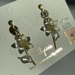 一輪のクリアフラワー　ピアス　花　シンプル　イヤリング　ピアス　透明　枯れない花