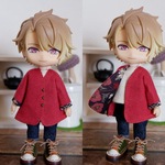 さくらんぼピンク　袖まくりカーディガン（ねんどろいどどーるオビツ11共有サイズ）