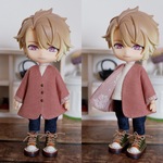 くすみピンク　袖まくりカーディガン1（ねんどろいどどーるオビツ11共有サイズ）