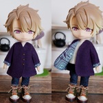 巨峰色ステッチ　袖まくりカーディガン（ねんどろいどどーるオビツ11共有サイズ）