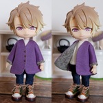 紫袖まくりカーディガン（ねんどろいどどーるオビツ11共有サイズ）