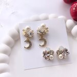 minne限定　ホリデーセット2025　新作を含むイヤリング　ピアス２点セット　ラッピング　クリスマスプレゼント　月　ビジュー　花　クリスマスコフレ　コフレ　クリスマスギフト