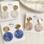 New‼︎ classicalマーブル × メタルプレート ピアス / イヤリング / チタンピアス / 樹脂ピアス / シンプル