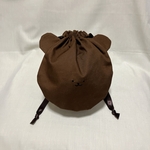 にこくまの巾着　濃い茶色