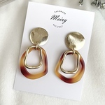 【3日間限定新作割引】 New‼︎  ブラウンニュアンス ×ゴールドフープ ピアス / イヤリング / チタンピアス / 樹脂ピアス / シンプル