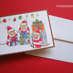 ネズミサンタたちの２つ折りクリスマスカード