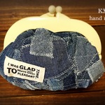 つぎはぎデニムのプラがま口