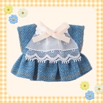 【再出品】10cm ぬい服　デニムワンピース　ベージュりぼん&ブルー