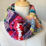 カラフル手編みのネックウォーマー/毛糸/カラフル/マフラー