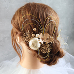 成人式髪飾り　ゴールドフラワーの髪飾り　プリザーブドフラワー　結婚式髪飾り　和装　成人式　髪飾り　お呼ばれ　水引　金箔　成人式　髪飾り　人気　振袖　髪飾り