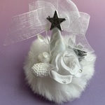 ふわふわミニミニホワイトクリスマスサンタ帽子