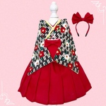 送料無料☆彡なんちゃって着物袖風スタイ矢絣黒〜猫のワンピース犬のツーピース