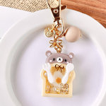 レジン　シャカシャカキーホルダー　🍳 こぐまベーカリー＊めだまやきトースト　くま