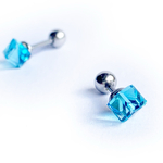 【サイズ選択必須】ボディピアス　キューブ◇アクアマリン