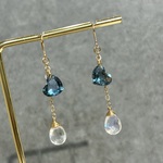 14kgf✳︎超高品質フローライト　ファセットハート　天然石ピアス/イヤリング