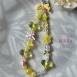 ❁⃘*.ﾟハート咲くコレクション₊˚⊹♡ハニー・ラテブロッサムビーズストラップ チャーム 花 ハート りぼん