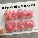 現品》ピンクマーブルネイル ラメ ぷっくりネイル ガーリーネイル ニュアンスネイル