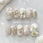 𝐰𝐡𝐢𝐭𝐞 𝐱𝐦𝐚𝐬 ネイル ♡⃜   ネイルチップ　クリスマス　ブライダル　ウェディング　結婚式　秋冬♡⃜ 