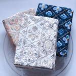 インド刺繍生地で仕立てた特別な『文庫本専用』ブックカバー　【ホワイトシュガー】