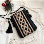 スマホポシェット/トルコリボン/スマホショルダーバッグ/軽いサブバッグ/フェイクレザーバッグ/受注製作🧵