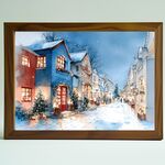 ヴィンテージ クリスマスビレッジ 水彩画アート インテリアアート　インテリアポスター　風景画　ヨーロッパアート
