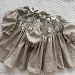 選べるカラー/受注製作【子供服80cm、90cm、100cm、110cm、120cm、130cm、140cm】ベストオブモリス× ふわっとマカロンやわらかハーフリネン半袖お袖ぽわんのギャザーワンピース