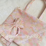 R様ご注文　リバティ Garden wonder 30cmファスナー隠しマチバック&ダブルフリル巾着のセット　送料込