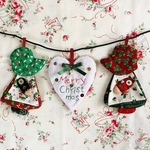 パッチワークキルト・クリスマスガーランド　スーとハートのミニミニオーナメント