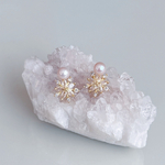 【2way】淡水パール  ジルコニア 輝く 雪の結晶 ピアス イヤリング  クリスマス ギフト 誕生日 プレゼント 冬　フォーマル　オケージョン 