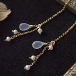 Royal blue moonstone long pierce