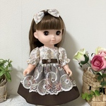 ソランちゃん　メルちゃん☆ブラウンスカートのフラワーワンピース