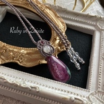 スタールビーインゾイサイト（ミニサイズ）　マクラメネックレス　金属アレルギー対応　ネックレス