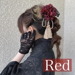 【赤×黒×タッセル】ハンドメイド和装髪飾りセット成人式振袖や卒業式袴に【金箔シートプレゼント】