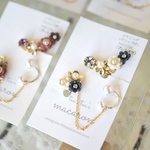 3Color☺︎大粒ビジューのチェーン付イヤーカフセット☺︎ピアス イヤリング プレシオサ パール
